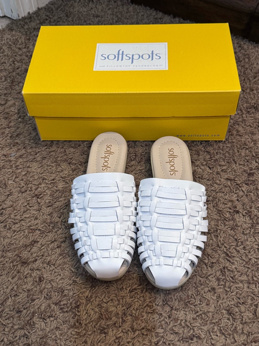 Softspots White Woven Slide Mule